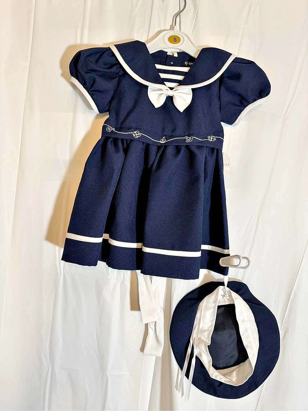 Fouger Girls Small Navy & White Dress Set New With Tag